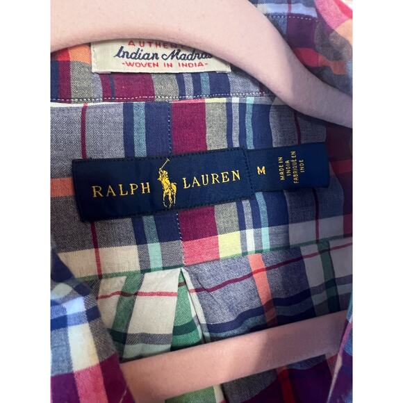 Ralph Lauren Mens Button Down Shirt Authentic Indian Madras Size Med - Picture 3 of 5